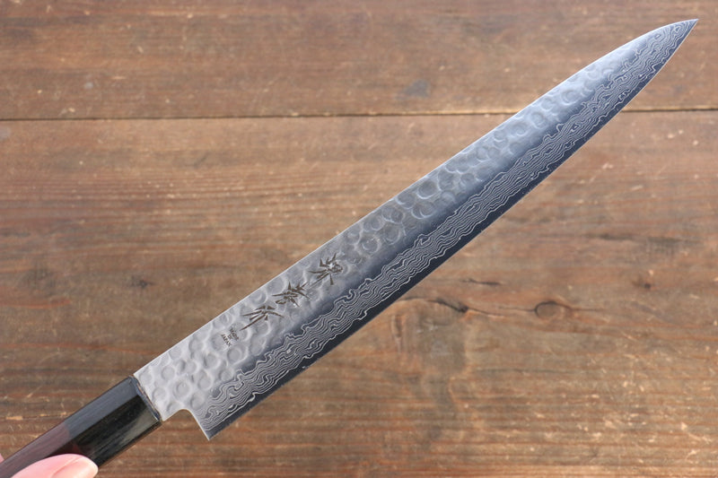 Sakai Takayuki 45 Layer Damascus Japanese Chef's Knife Sujihiki 240mm & Santoku 180mm Set with Shitan Handle - Japanny-SP