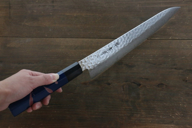 Sakai Takayuki Damasco de 45 Capas Martillado Gyuto  240mm Mango de Laca Negra - Japanny-SP