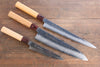 Sakai Takayuki VG10 33 Layer Damascus Japanese Chef Knife Sujihiki 240mm, Gyuto 240mm& Petty 150mm Set with Keyaki Handle(Japanese Elm) - Japanny-SP