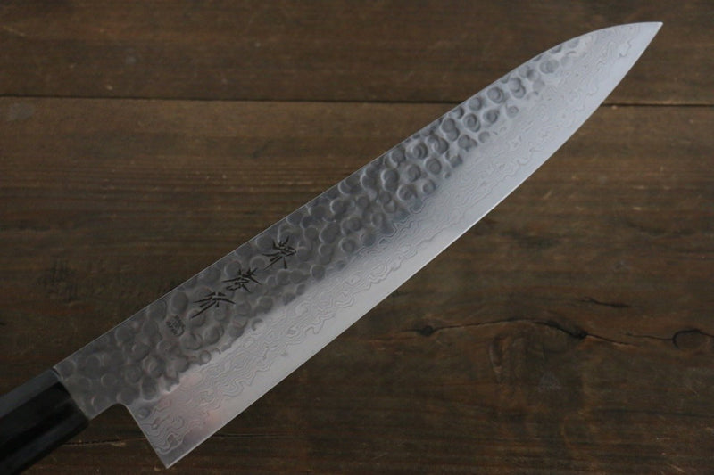 Sakai Takayuki Damasco de 45 Capas Martillado Gyuto  240mm Mango de Laquerado verde - Japanny-SP