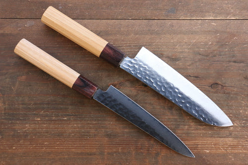 Sakai Takayuki VG10 33 Layer Damascus Japanese Chef Knife Santoku 170mm & Petty 150mm Set with Keyaki Handle(Japanese Elm) - Japanny-SP