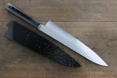 Sakai Takayuki Damasco de 45 Capas Martillado Gyuto  240mm Mango de Laquerado con puntos plateados - Japanny-SP