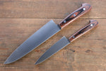 Iseya Molybdenum Steel Petty Japanese Chef Knife 120mm & Gyuto Knife 180mm with Mahogany Handle Set - Japanny-SP