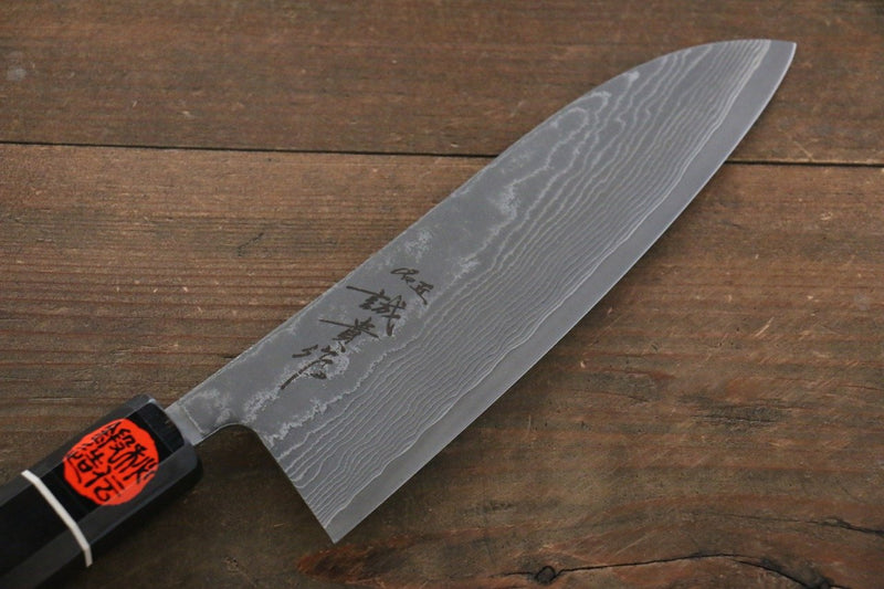 Shigeki Tanaka SG2 Damasco Santoku  165mm Mango de Madera de ebano - Japanny-SP