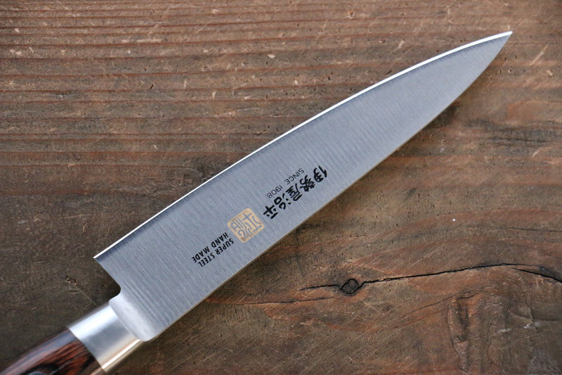 Iseya Molybdenum Steel Petty Japanese Chef Knife 120mm & Gyuto Knife 210mm with Mahogany Packer wood Handle Set (Ferrel : Stainless Steel) - Japanny-SP