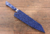 Seisuke Aotsuchi AUS10 Martillado Kiritsuke Santoku  195mm Mango de Madera de pakka azul  con Funda - Japanny-SP