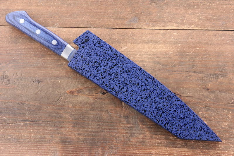 Seisuke Aotsuchi AUS10 Martillado Kiritsuke Santoku  195mm Mango de Madera de pakka azul  con Funda - Japanny-SP