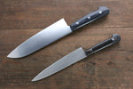 Iseya Molybdenum Steel petty Knife 150mm & Santoku Knife 180mm with Black Packer wood Handle Set - Japanny-SP