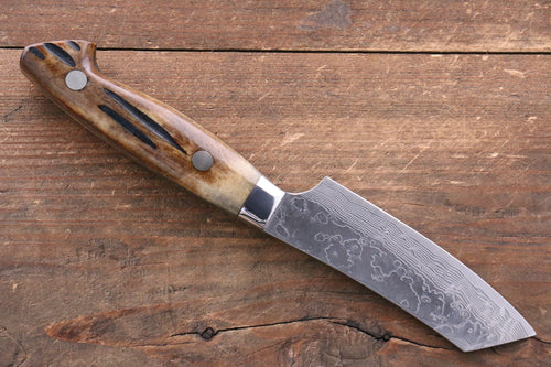 Kazuo Nomura VG10 Damasco Kiritsuke  90mm Mango de Hueso Cafe de Vaca - Japanny-SP