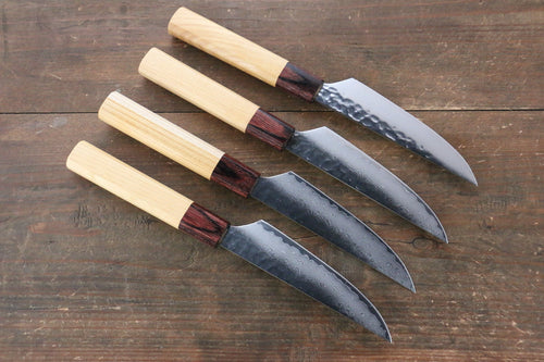 Sakai Takayuki VG10 33 Layer Damascus Steak  120mm with Keyaki Handle(Japanese Elm)  Set of 4 - Japanny-SP