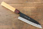 Sakai Takayuki Super Azul Martillado Terminado Negro Santoku  165mm Mango de Keyaki (Olmo Japones) - Japanny-SP