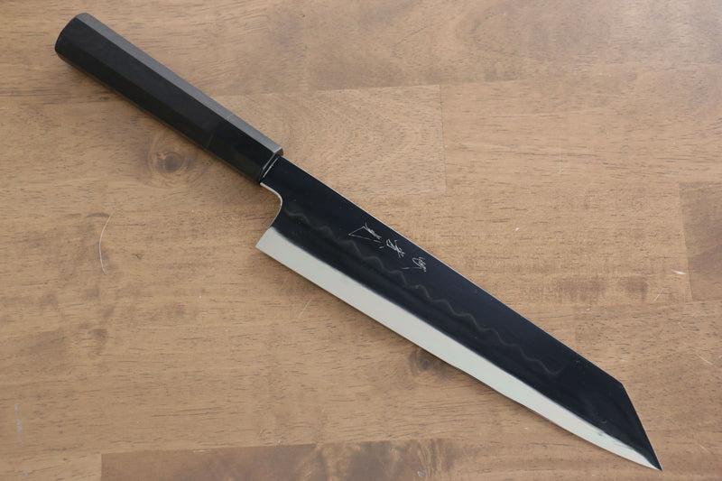 Jikko Honyaki Acero Blanco No.3 Terminado de Espejo Kiritsuke Gyuto 240mm Mango de Madera de ebano - Japanny-SP