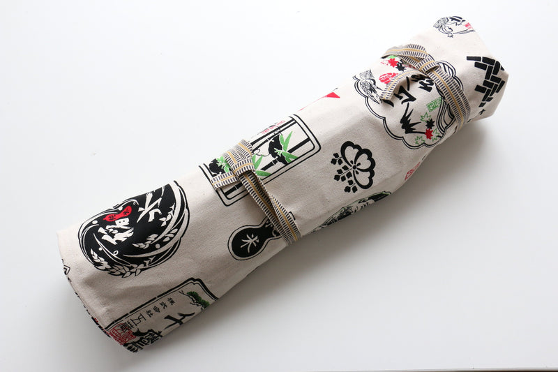 Japanese Style Knife Roll Shirosake-Ura-Shirokamon 7 Pockets - Japanny-SP