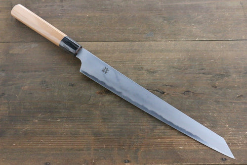 Sakai Takayuki Homura Hien Acero Azul No.2 Kengata Yanagiba  300mm Mango de Tejo - Japanny-SP