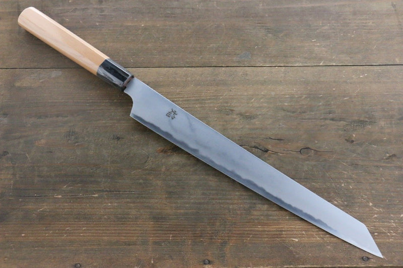 Sakai Takayuki Homura Hien Acero Azul No.2 Kengata Yanagiba  300mm Mango de Tejo - Japanny-SP