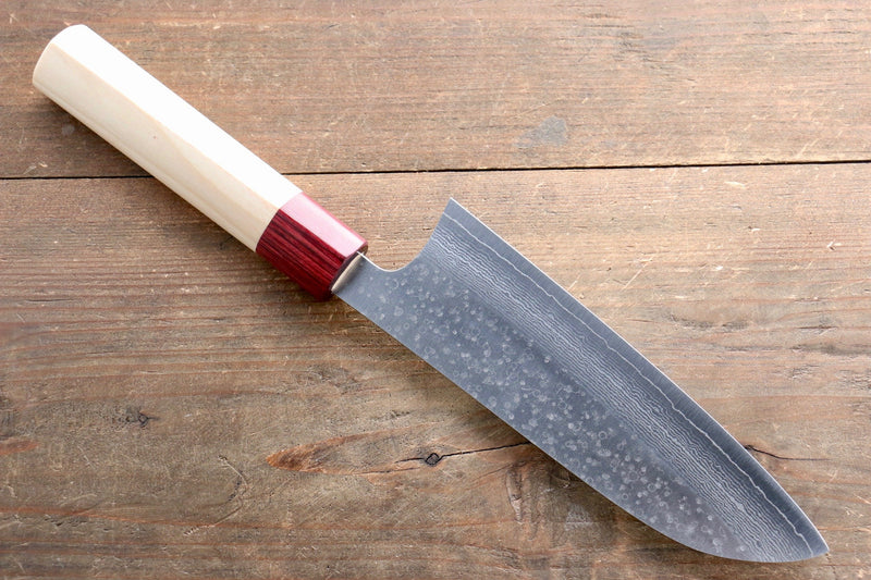 Seisuke VG10 16 Capas Damasco Martilleado Santoku  165mm Mango de Magnolia - Japanny-SP