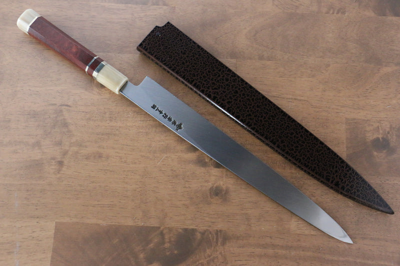 Sakai Takayuki Tenryu Uzushio Acero Azul No.2 Grabado de Dragón Yanagiba  300mm Mango de Madera de ebano rojo Con funda - Japanny-SP