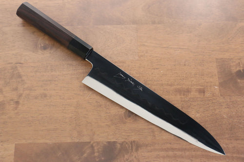 Jikko Honyaki Acero Blanco No.3 Terminado de Espejo Gyuto 240mm Mango de Madera de ebano - Japanny-SP