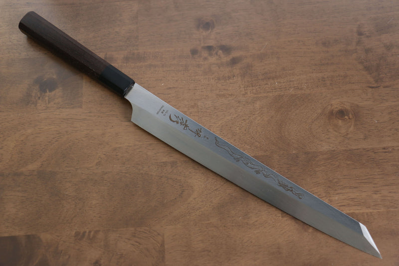 Sakai Takayuki Honyaki VG10 Grabado de Dragón Kengata Yanagiba  300mm Mango de Wenge  con Funda - Japanny-SP