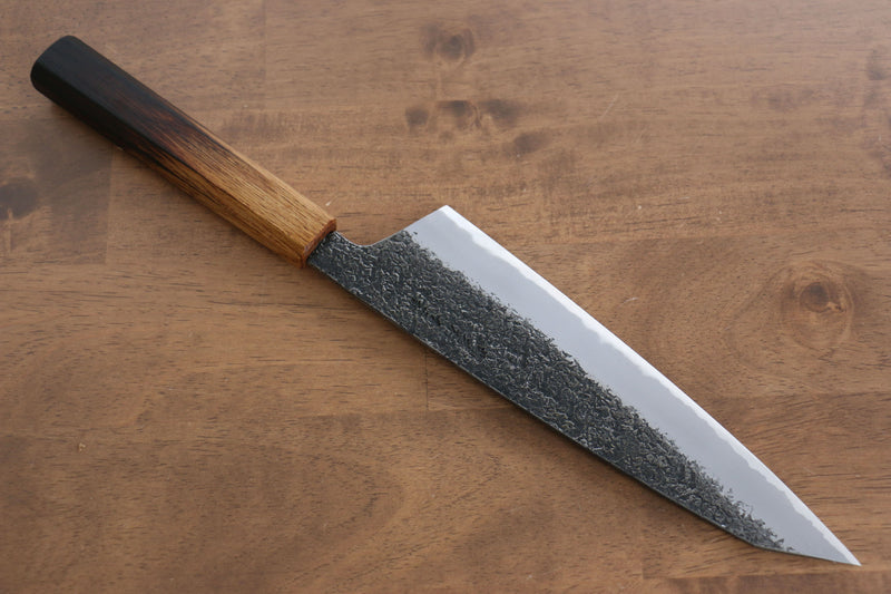 Sakai Takayuki Homura Guren Acero Azul No.2 Kurouchi Martillado Gyuto  225mm Mango de Arce quemado - Japanny-SP