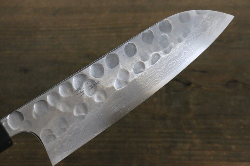 Seisuke Acero Azul No.2 Martillado Damasco Santoku  180mm Mango de Shitan - Japanny-SP