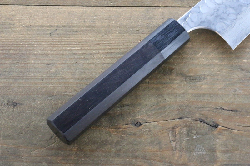 Seisuke Acero Azul No.2 Martillado Damasco Gyuto  210mm Mango de Shitan - Japanny-SP