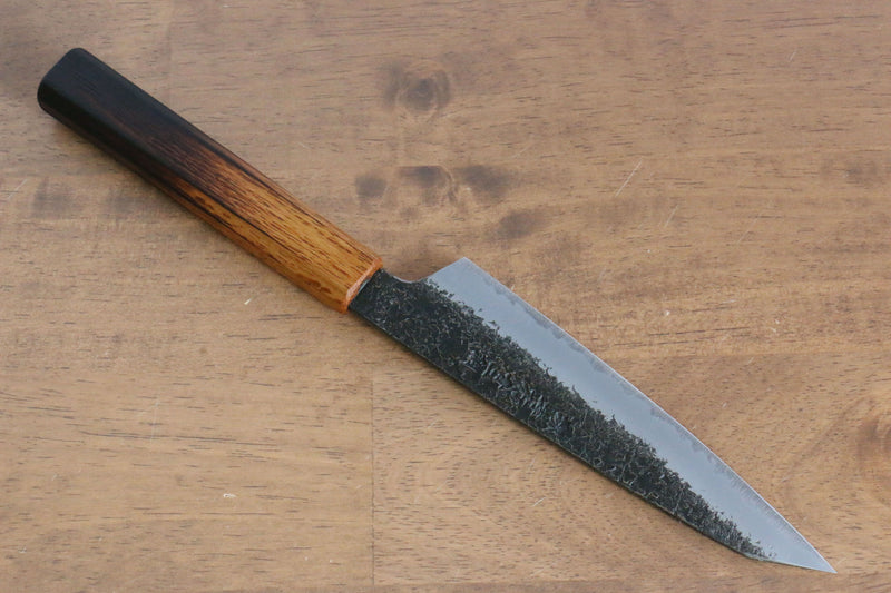 Sakai Takayuki Homura Guren Acero Azul No.2 Kurouchi Martillado Kiritsuke Petty, Utilitario  150mm Mango de Arce quemado - Japanny-SP