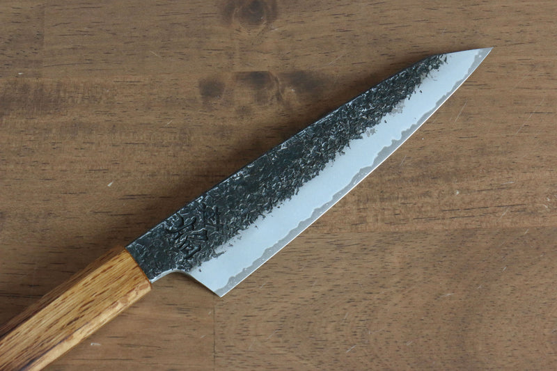 Sakai Takayuki Homura Guren Acero Azul No.2 Kurouchi Martillado Kiritsuke Petty, Utilitario  150mm Mango de Arce quemado - Japanny-SP