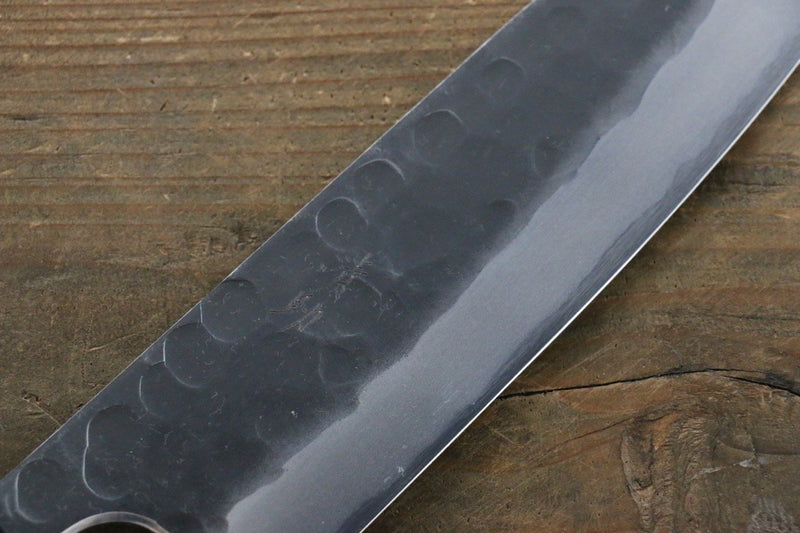 Seisuke Acero Azul No.2 Martillado Kurouchi Santoku  165mm Mango de Shitan - Japanny-SP