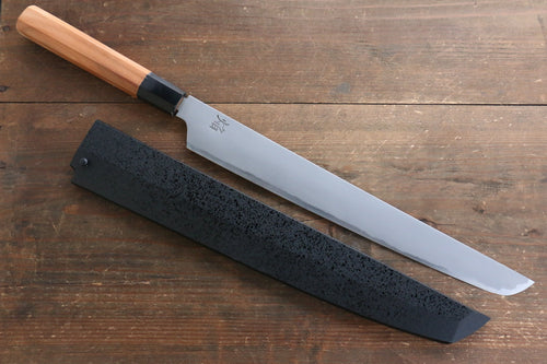 Sakai Takayuki Homura Genbu Acero Azul No.2 Sakimaru Yanagiba  300mm Mango de Tejo Con funda - Japanny-SP