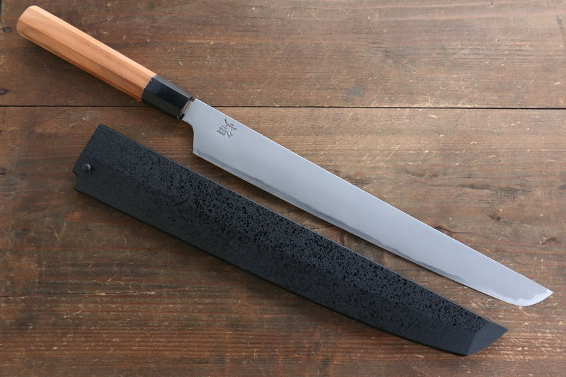 Sakai Takayuki Homura Genbu Acero Azul No.2 Sakimaru Yanagiba  300mm Mango de Tejo Con funda - Japanny-SP