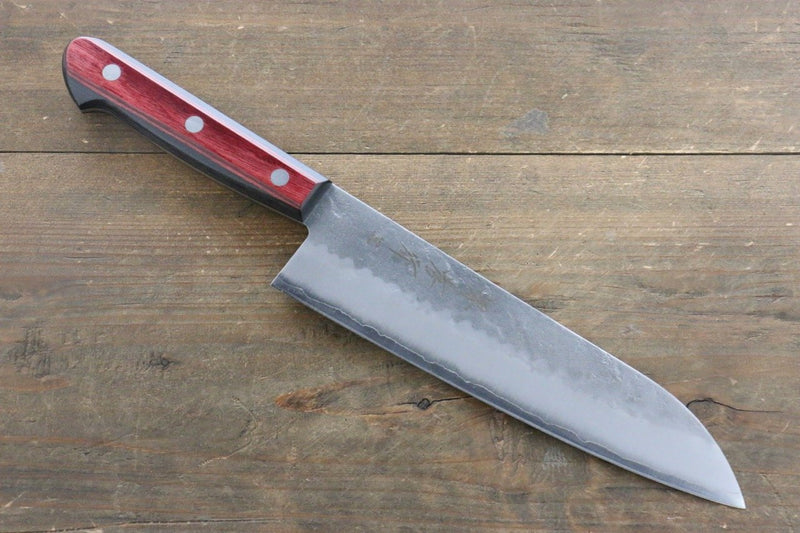 Sakai Takayuki Acero de Plata No.3 Santoku  180mm Mango de Madera de pakka roja - Japanny-SP