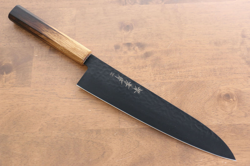 Sakai Takayuki Kurokage VG10 Martillado Cubierto de Teflon Gyuto  240mm Mango de Arce quemado - Japanny-SP