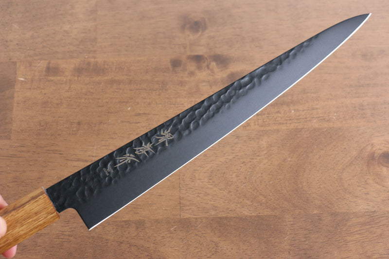 Sakai Takayuki Kurokage VG10 Martillado Cubierto de Teflon Sujihiki  240mm Mango de Arce quemado - Japanny-SP