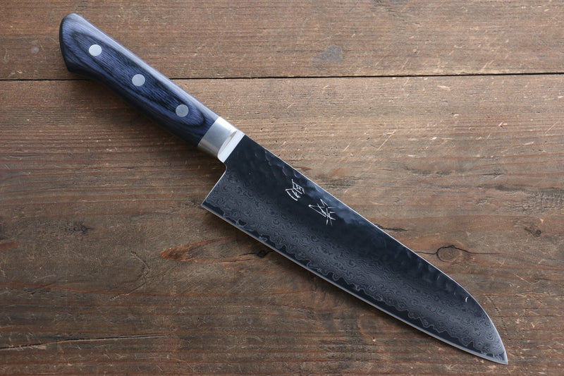 Seisuke Seiun VG10 de 33 Capas Damasco Santoku  180mm Mango de Madera de pakka azul  con Funda - Japanny-SP