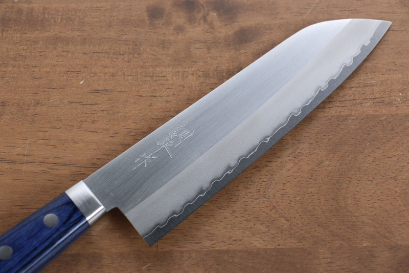 Kunihira VG1 Terminado Migaki Santoku  170mm Mango de Madera de pakka azul - Japanny-SP