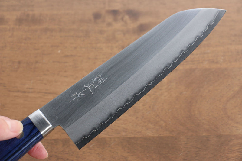 Kunihira VG1 Terminado Migaki Santoku  170mm Mango de Madera de pakka azul - Japanny-SP