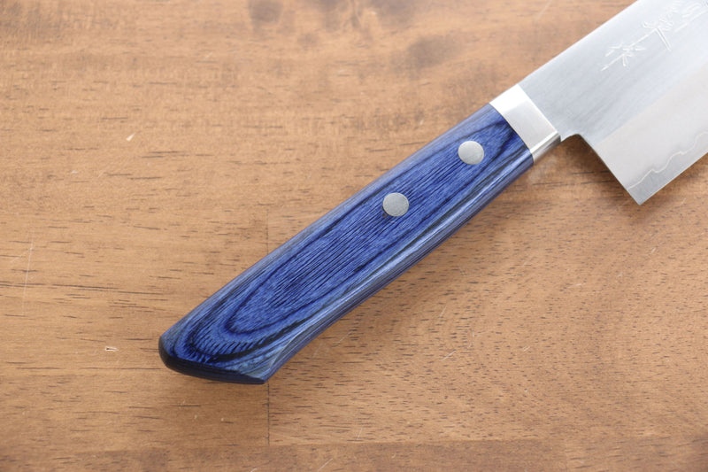 Kunihira VG1 Terminado Migaki Santoku  170mm Mango de Madera de pakka azul - Japanny-SP