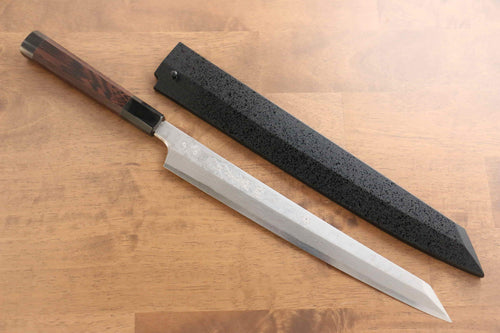 Sakai Takayuki Hien Acero de Plata No.3 Yanagiba  Mango de Wenge(con anillo blanco) Con funda - Japanny-SP