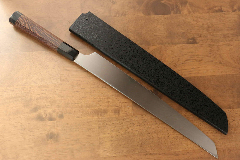 Sakai Takayuki Ginryu Honyaki Acero Sueco Terminado de Espejo Sakimaru Yanagiba  300mm Mango de Wenge(con anillo blanco) Con funda - Japanny-SP