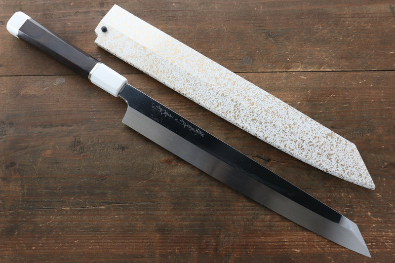 Sakai Takayuki Shinuchi Honyaki Calma Aguas Acero Blanco No.2 Terminado de Espejo Kiritsuke Yanagiba  300mm Con funda - Japanny-SP