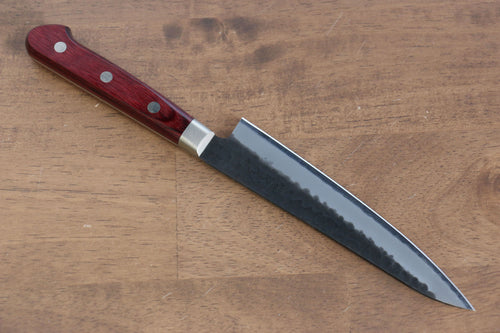 Seisuke Super Azul Martillado Kurouchi Petty-Utilitario  135mm Mango de Madera de pakka roja - Japanny-SP