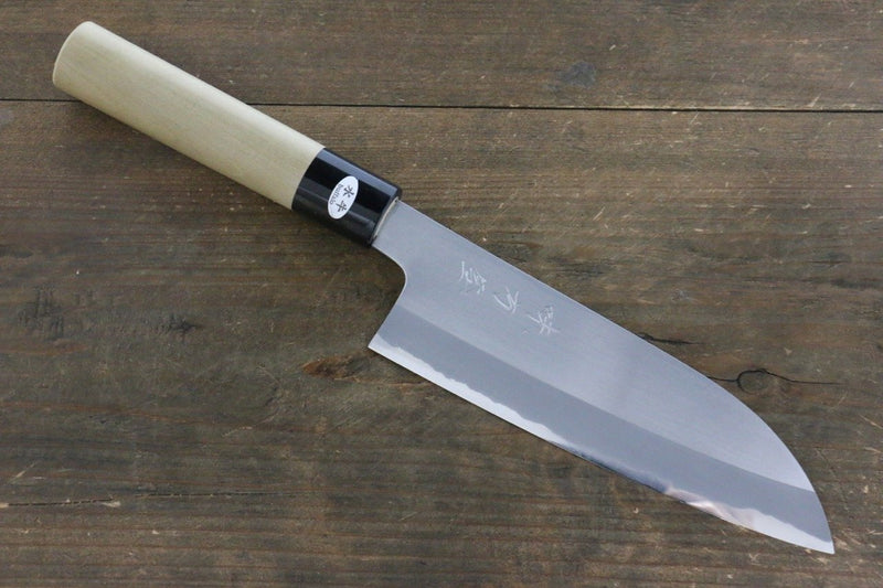 Mutsumi Hinoura Acero Blanco Terminado Migaki Santoku  165mm - Japanny-SP