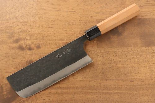 Masakage Koishi Super Azul Terminado Negro Nakiri  165mm Mango de Cerezo Americano - Japanny-SP