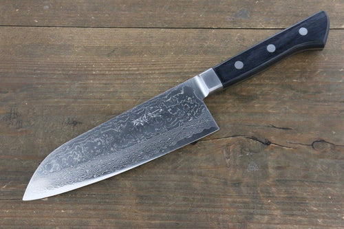 Takayuki Iwai VG10 Damasco Santoku  165mm Mango de Madera de pakka - Japanny-SP