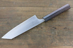 Shungo Ogata Acero Blanco No.2 Damasco Bunka  165mm Mango de Shitan - Japanny-SP