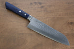 Kunihira Kokuryu VG10 Martillado Santoku  170mm Mango de Madera de pakka azul - Japanny-SP