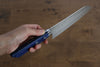 Kunihira Kokuryu VG10 Martillado Santoku  170mm Mango de Madera de pakka azul - Japanny-SP