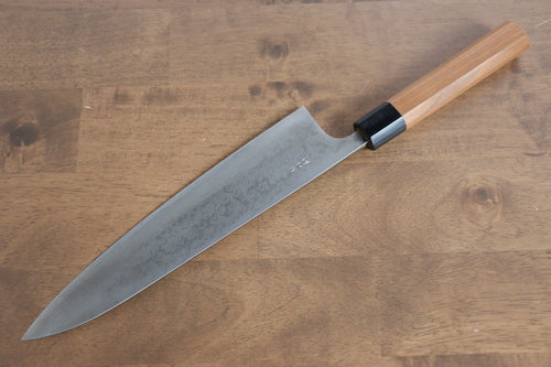 Nao Yamamoto VG10 Damasco Martillado Gyuto  240mm Mango de Cerezos Floreciendo - Japanny-SP