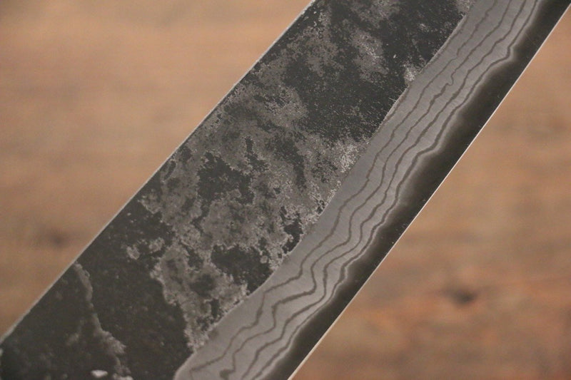 Shungo Ogata Acero Blanco No.2 Kurouchi Damasco Bunka  180mm Mango de Shitan - Japanny-SP